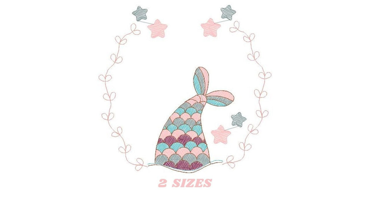 Mermaid frame embroidery designs - Mermaid tail embroidery design mach ...