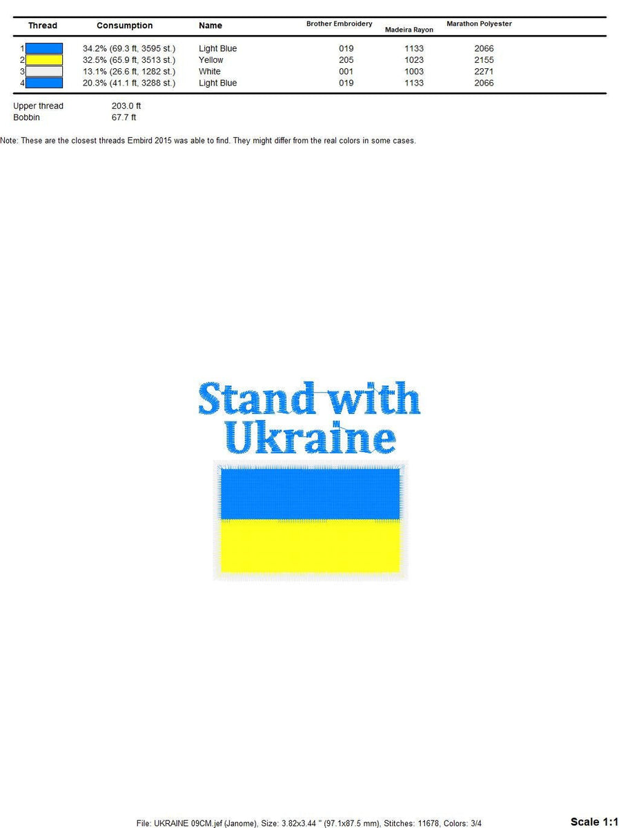 Stand with Ukraine embroidery design Ukraine Flag embroidery designs