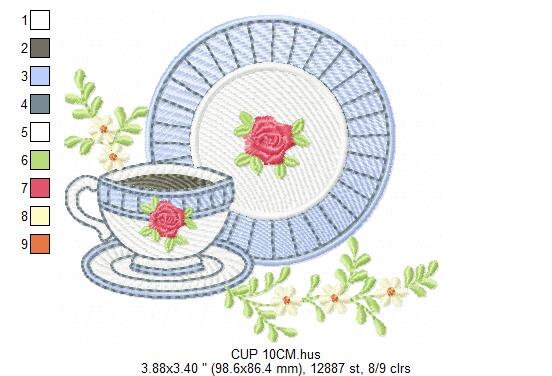 Tea Cup Machine Embroidery Design, Sketch Machine Embroidery Mug, Art  Embroidery Floral Tea Cup, Easy Stitch, Instant Download Design. 