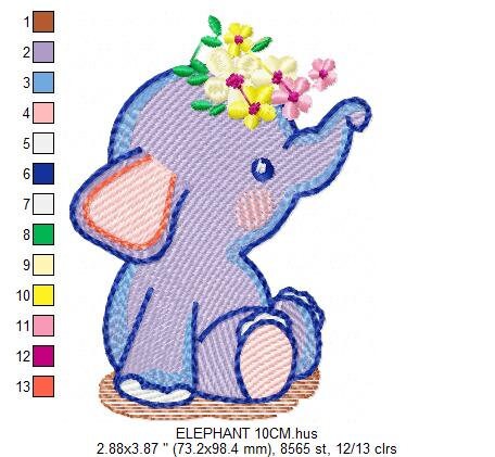 Elephant embroidery designs - Animal embroidery design machine embroid –  Marcia Embroidery