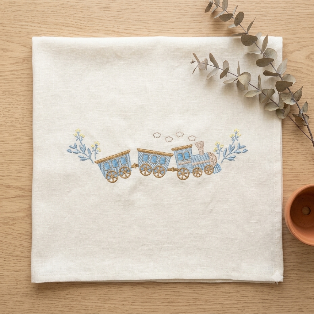 Train embroidery designs - Train with Wagons machine embroidery pattern - Baby boy file - Instant digital download pes jef dst hus