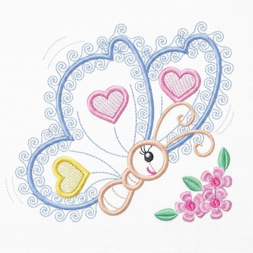 Butterfly embroidery design - Baby girl Animal machine embroidery pattern - Butterfly applique design - Instant digital download pes jef dst