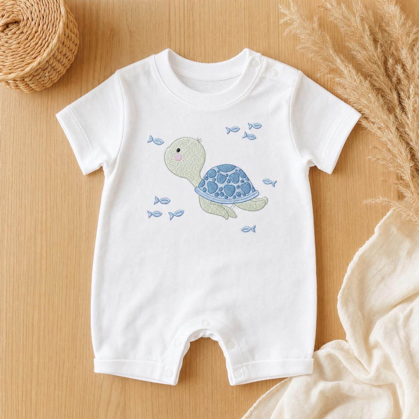 Turtle embroidery design - Ocean animal machine embroidery pattern - Baby boy file (Digital download)