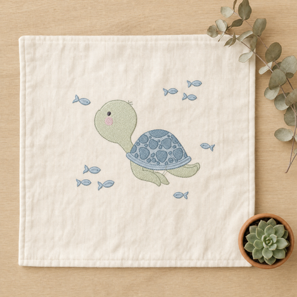 Turtle embroidery design - Ocean animal machine embroidery pattern - Baby boy file (Digital download)