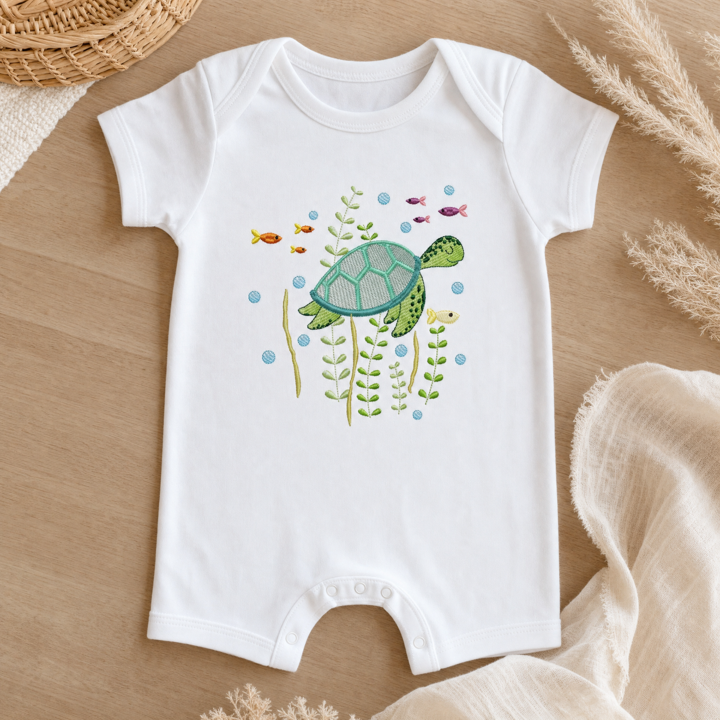 Turtle Embroidery Design – Ocean Animal Machine Embroidery Pattern (Digital Download)