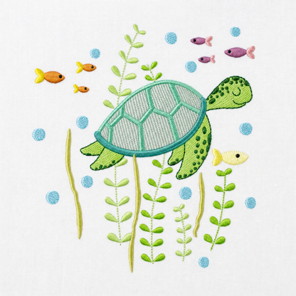 Turtle Embroidery Design – Ocean Animal Machine Embroidery Pattern (Digital Download)