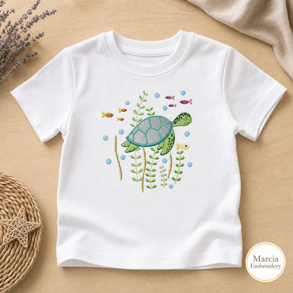 Turtle Embroidery Design – Ocean Animal Machine Embroidery Pattern (Digital Download)