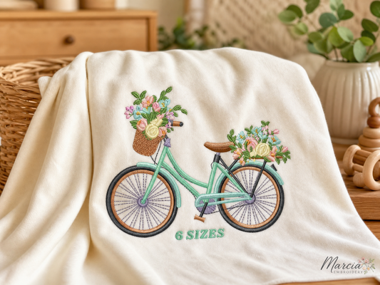 Bike embroidery designs - Bicycle embroidery design machine embroidery pattern - baby  girl embroidery file - jef pes dst hus vip vp3 xxx