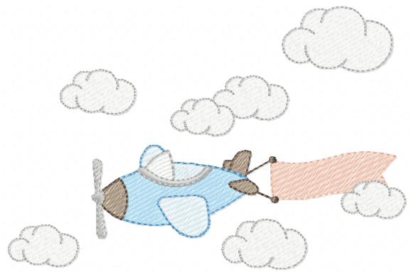 Plane embroidery design - Airplane with clouds and stars machine embroidery pattern - Baby boy file - Instant download (Copy) Marcia Embroidery