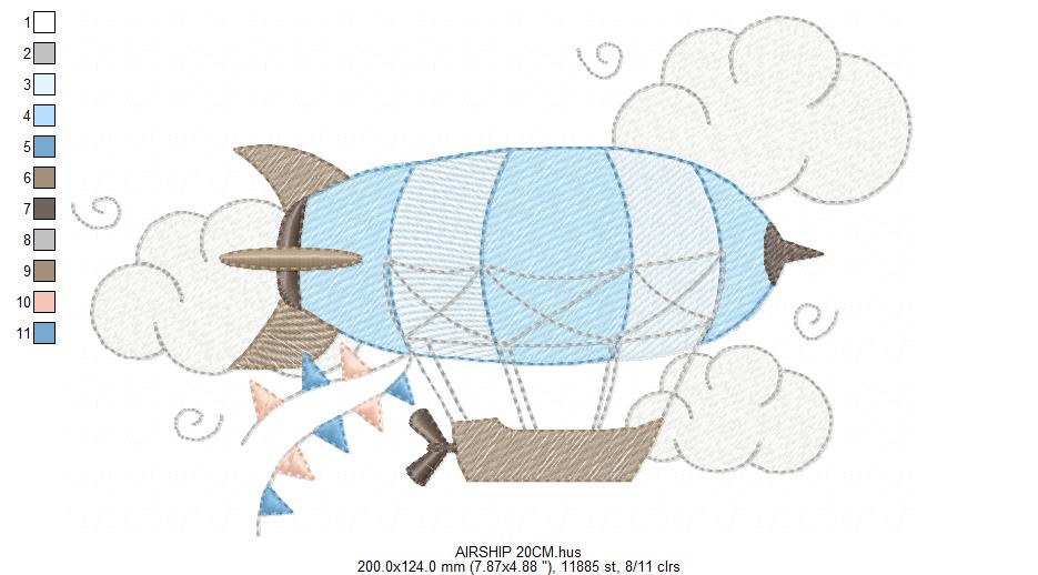 Hot air Balloon embroidery designs - Pink Balloon with birds and hearts machine embroidery pattern - Baby Girl file - instant download pes (Copy) Marcia Embroidery