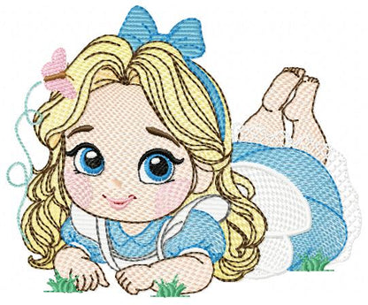 Alice embroidery designs - Disney Princess machine embroidery pattern - Baby Girl Princess file - Alice in Wonderland - Instant digital download pes jef dst hus vp3
