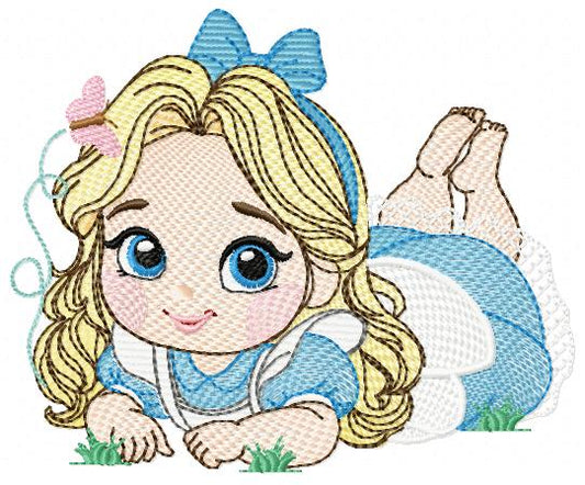 Alice embroidery designs - Disney Princess machine embroidery pattern - Baby Girl Princess file - Alice in Wonderland - Instant digital download pes jef dst hus vp3