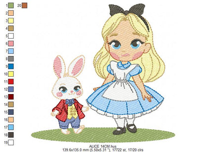 Alice embroidery design - Disney Princess machine embroidery patterns - Instant digital download (Copy) Marcia Embroidery