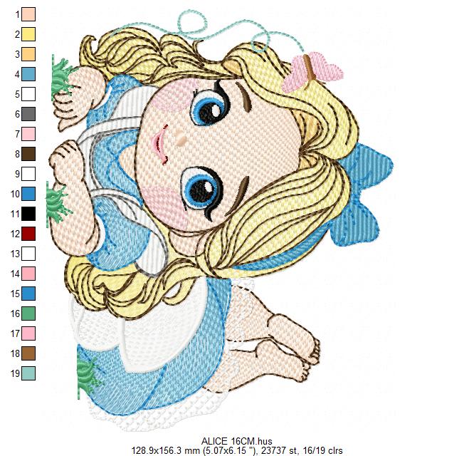 Alice embroidery designs - Disney Princess machine embroidery pattern - Baby Girl Princess file - Alice in Wonderland - Instant digital download pes jef dst hus vp3