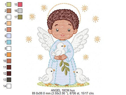 Angel embroidery designs - Angelic Baby Boy with doves machine embroidery pattern - Boy with wings and halo file - Instant download pes jef (Copy) Marcia Embroidery