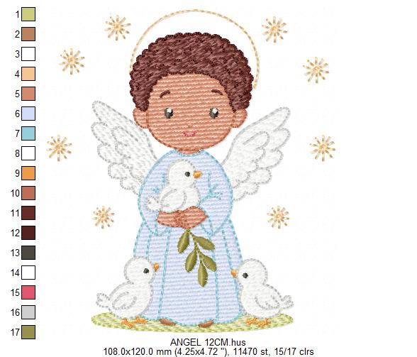 Angel embroidery designs - Angelic Baby Boy with doves machine embroidery pattern - Boy with wings and halo file - Instant download pes jef (Copy) Marcia Embroidery