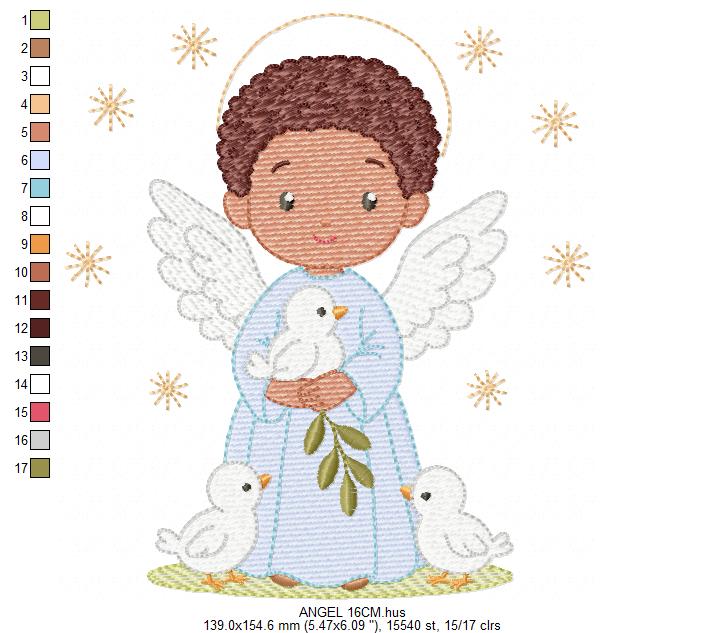 Angel embroidery designs - Angelic Baby Boy with doves machine embroidery pattern - Boy with wings and halo file - Instant download pes jef (Copy) Marcia Embroidery