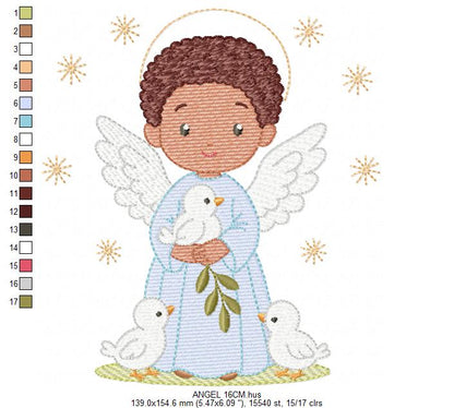 Angel embroidery designs - Angelic Baby Boy with doves machine embroidery pattern - Boy with wings and halo file - Instant download pes jef (Copy) Marcia Embroidery