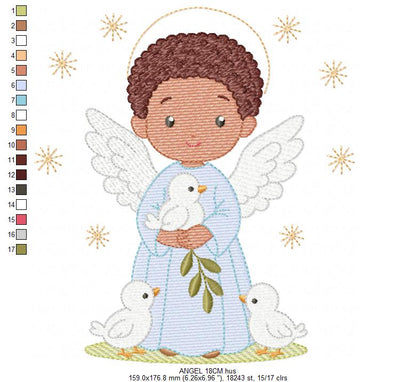 Angel embroidery designs - Angelic Baby Boy with doves machine embroidery pattern - Boy with wings and halo file - Instant download pes jef (Copy) Marcia Embroidery