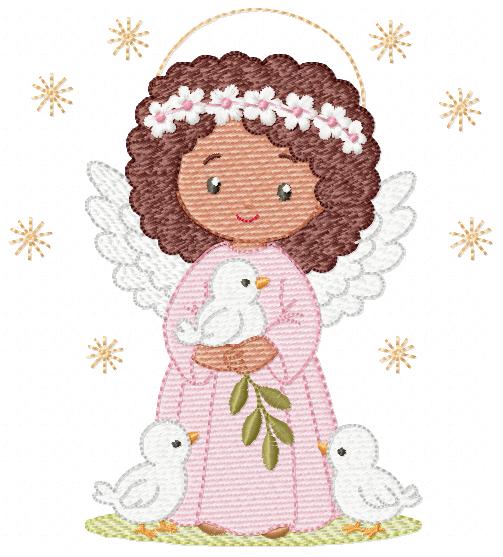 Angel embroidery designs - Angelic Baby girl with doves machine embroidery pattern - Girl with wings and halo file - Instant download pes (Copy) Marcia Embroidery