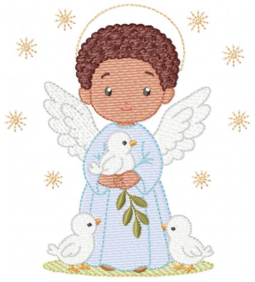 Angel embroidery designs - Angelic Baby Boy with doves machine embroidery pattern - Boy with wings and halo file - Instant download pes jef (Copy) Marcia Embroidery