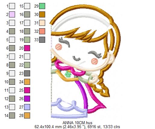 Princess Anna embroidery design - Disney Princess machine embroidery pattern - Baby Girl Frozen Princess file - Instant digital download (Copy) Marcia Embroidery