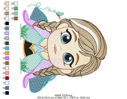 Princess Anna embroidery designs - Disney Princess machine embroidery pattern - Baby Girl Frozen Princess file - Instant digital download pes jef dst hus vp3 - Marcia Embroidery