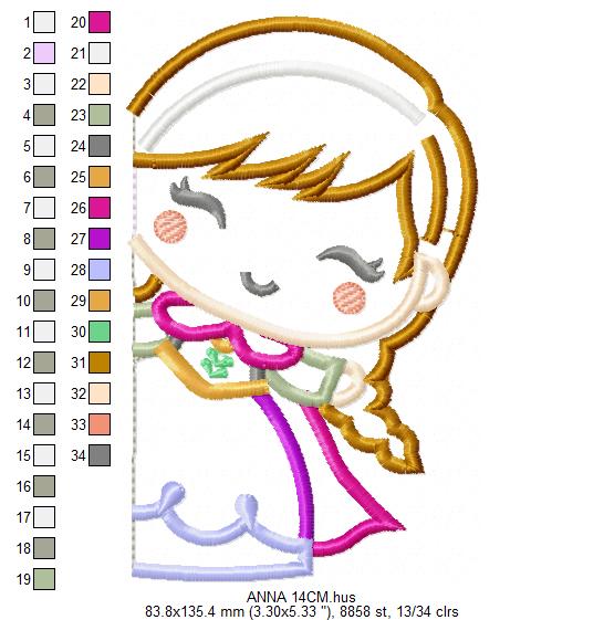 Princess Anna embroidery design - Disney Princess machine embroidery pattern - Baby Girl Frozen Princess file - Instant digital download (Copy) Marcia Embroidery