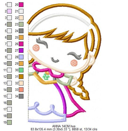 Princess Anna embroidery design - Disney Princess machine embroidery pattern - Baby Girl Frozen Princess file - Instant digital download (Copy) Marcia Embroidery