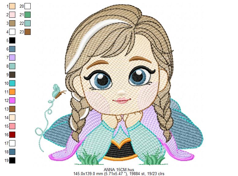 Princess Anna embroidery designs - Disney Princess machine embroidery pattern - Baby Girl Frozen Princess file - Instant digital download pes jef dst hus vp3 - Marcia Embroidery