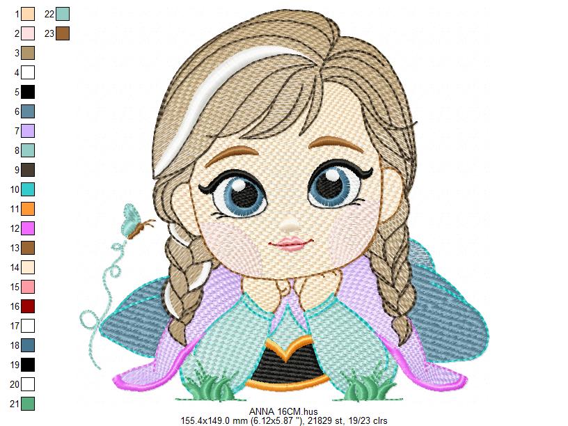 Princess Anna embroidery designs - Disney Princess machine embroidery pattern - Baby Girl Frozen Princess file - Instant digital download pes jef dst hus vp3 - Marcia Embroidery