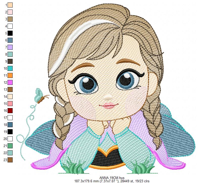 Princess Anna embroidery designs - Disney Princess machine embroidery pattern - Baby Girl Frozen Princess file - Instant digital download pes jef dst hus vp3 - Marcia Embroidery