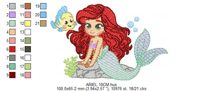 Ariel embroidery design - Disney Princess machine embroidery patterns - Baby Girl Mermaid design - Instant digital download (Copy) Marcia Embroidery