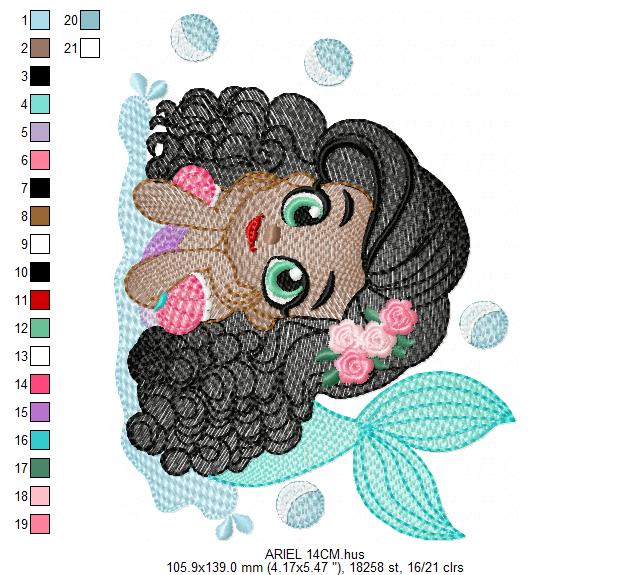 Ariel embroidery design - Disney Princess machine embroidery patterns - Baby Girl Mermaid design - Instant digital download (Copy) Marcia Embroidery