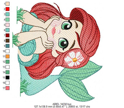 Ariel embroidery design - Disney Princess machine embroidery patterns - Baby Girl Mermaid design - Instant digital download (Copy) Marcia Embroidery