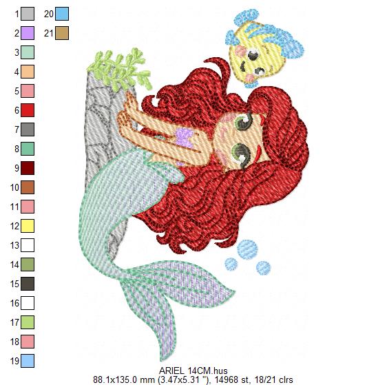 Ariel embroidery design - Disney Princess machine embroidery patterns - Baby Girl Mermaid design - Instant digital download (Copy) Marcia Embroidery