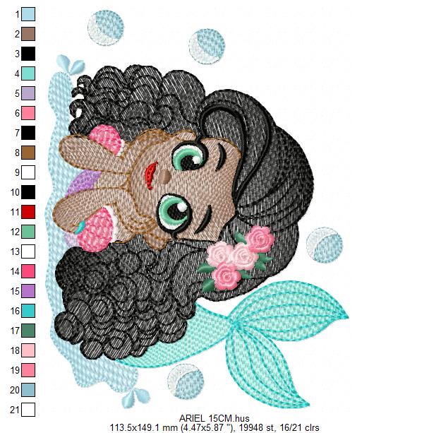 Ariel embroidery design - Disney Princess machine embroidery patterns - Baby Girl Mermaid design - Instant digital download (Copy) Marcia Embroidery