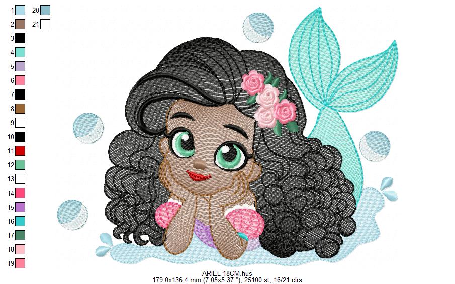 Ariel embroidery design - Disney Princess machine embroidery patterns - Baby Girl Mermaid design - Instant digital download (Copy) Marcia Embroidery