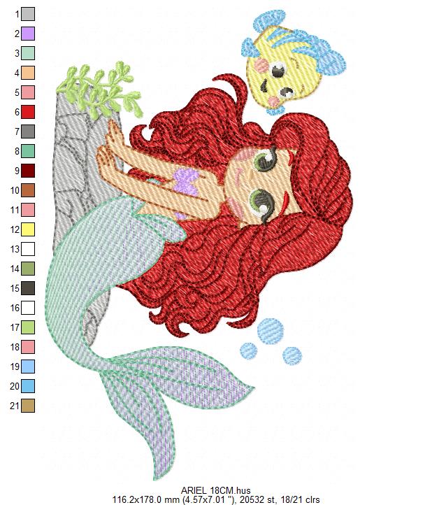 Ariel embroidery design - Disney Princess machine embroidery patterns - Baby Girl Mermaid design - Instant digital download (Copy) Marcia Embroidery