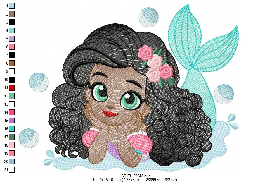 Ariel embroidery design - Disney Princess machine embroidery patterns - Baby Girl Mermaid design - Instant digital download (Copy) Marcia Embroidery