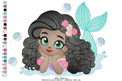 Ariel embroidery design - Disney Princess machine embroidery patterns - Baby Girl Mermaid design - Instant digital download (Copy) Marcia Embroidery
