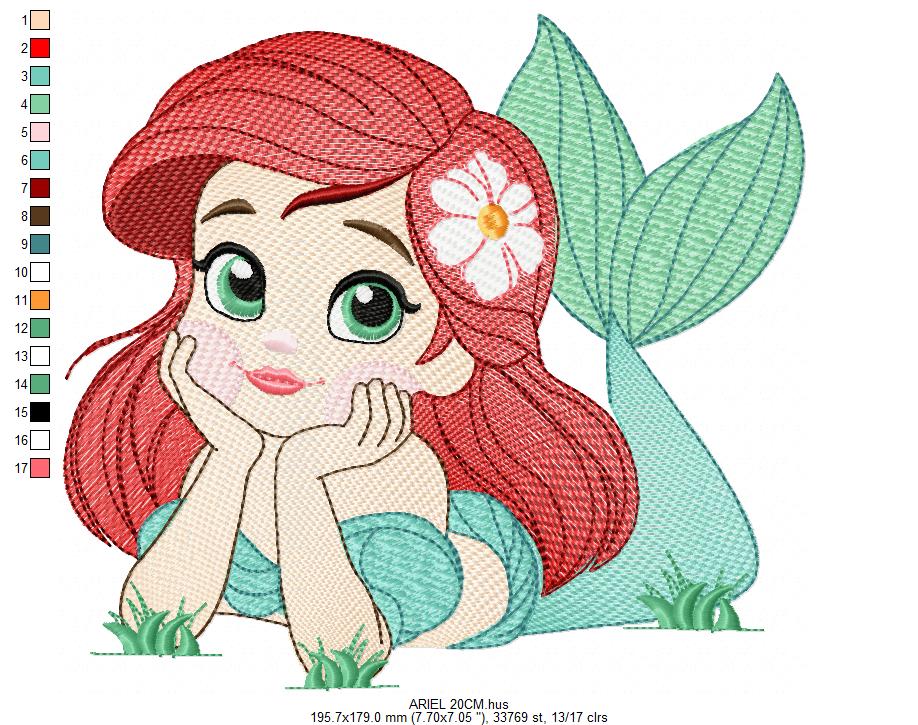 Ariel embroidery design - Disney Princess machine embroidery patterns - Baby Girl Mermaid design - Instant digital download (Copy) Marcia Embroidery