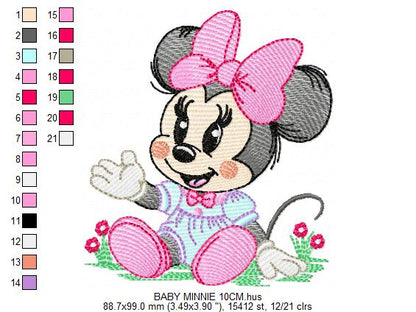 Minnie embroidery design - Minnie Mouse machine embroidery pattern - Baby Girl file - Instant digital download (Copy) Marcia Embroidery