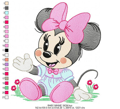 Minnie embroidery design - Minnie Mouse machine embroidery pattern - Baby Girl file - Instant digital download (Copy) Marcia Embroidery