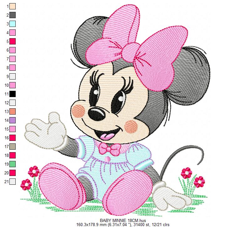 Minnie embroidery design - Minnie Mouse machine embroidery pattern - Baby Girl file - Instant digital download (Copy) Marcia Embroidery