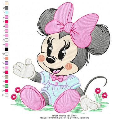 Minnie embroidery design - Minnie Mouse machine embroidery pattern - Baby Girl file - Instant digital download (Copy) Marcia Embroidery