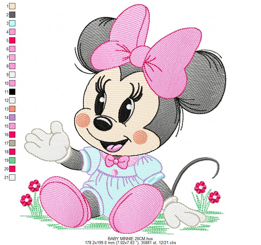 Minnie embroidery design - Minnie Mouse machine embroidery pattern - Baby Girl file - Instant digital download (Copy) Marcia Embroidery