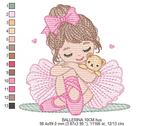 Long hair Ballerina embroidery designs - Ballet dancer machine embroidery pattern - Baby girl file - Instant download pes jef dst vp3 xxx (Copy) Marcia Embroidery