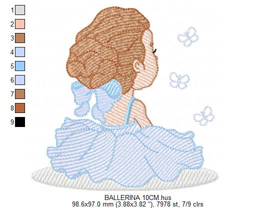 Ballerina embroidery design - Ballet dancer with tutu machine embroidery pattern - Baby girl file - Instant digital download pes jef dst