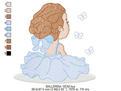 Ballerina embroidery design - Ballet dancer with tutu machine embroidery pattern - Baby girl file - Instant digital download pes jef dst